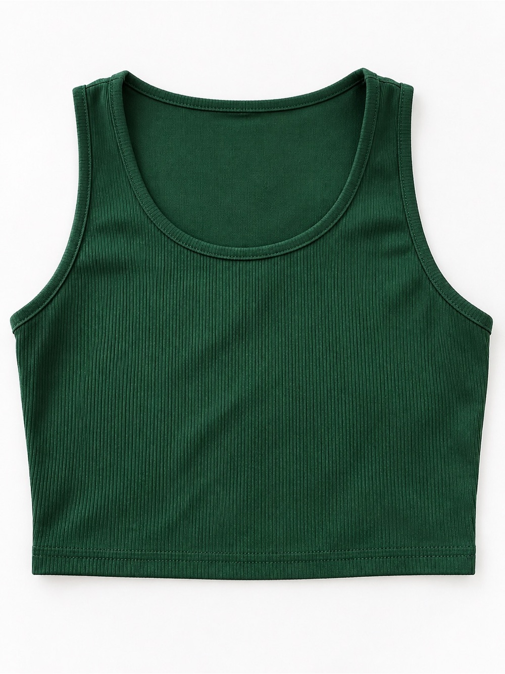 Sleeveless Ribbed Crop Top in Forest Green